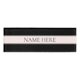 Etiqueta De Nombre Rayo Rubor rosa claro y texto editable elegante