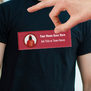 Etiqueta De Nombre Red Hacking Team con banda comercial y texto