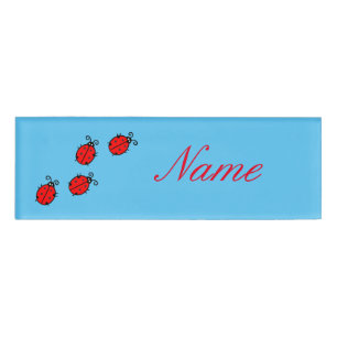 Etiqueta De Nombre Red Ladybugs Crawling Thunder_Cove