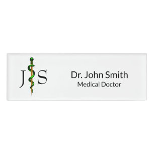 Etiqueta De Nombre Rod verde de oro herbal de Asclepius Medical