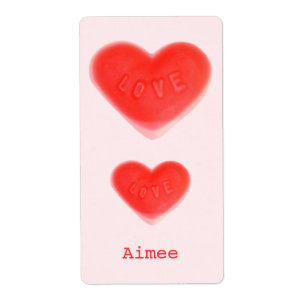 Etiqueta de 'Nombre' rosa del corazón dulce