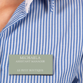 Etiqueta De Nombre Sage Green Business