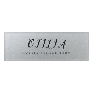 Etiqueta De Nombre Salón de belleza plateado del glamur