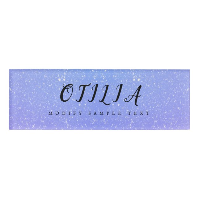 Etiqueta De Nombre Salón de belleza purpurina Ombre (Anverso)