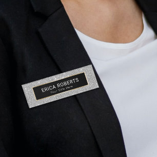 Etiqueta De Nombre Salón de pelo de plata del artista de maquillaje