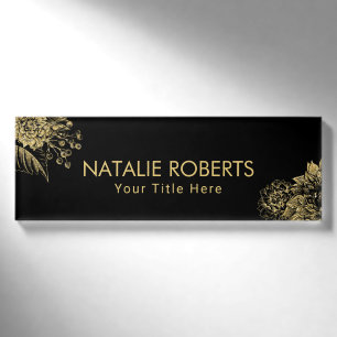 Etiqueta De Nombre Salón de pelo floral del artista de maquillaje de