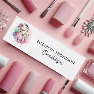 Etiqueta De Nombre Salón de Uñas Acuarela Chic