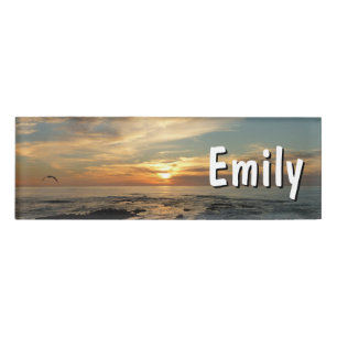 Etiqueta De Nombre San Diego Sunset I California Seascape