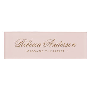 Etiqueta De Nombre Script de caligrafía de moda rosa Rubor