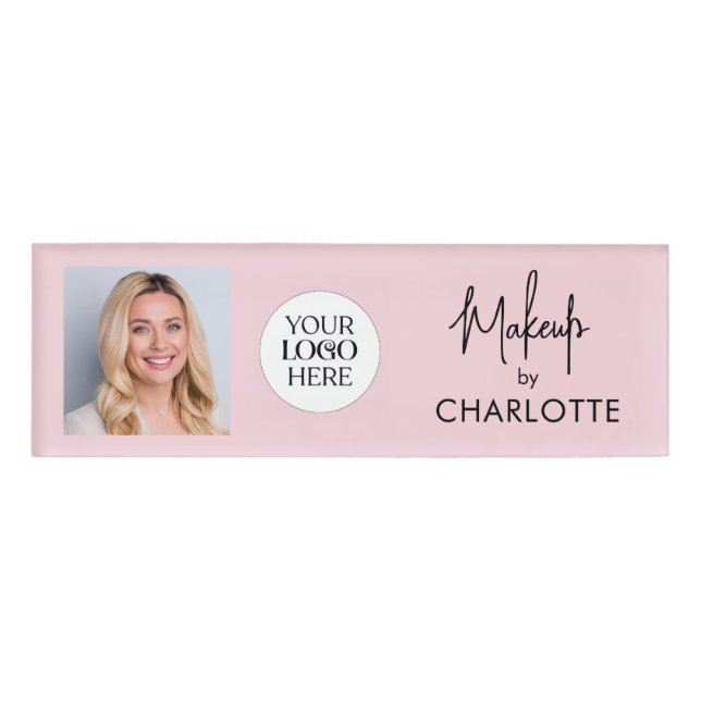 Etiqueta De Nombre Script Logo Photo Makeup  (Anverso)