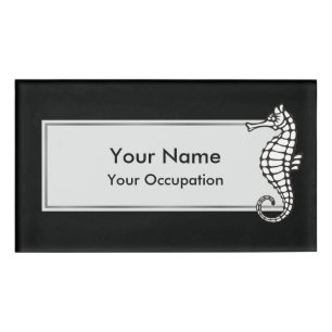 Etiqueta De Nombre Seahorse White