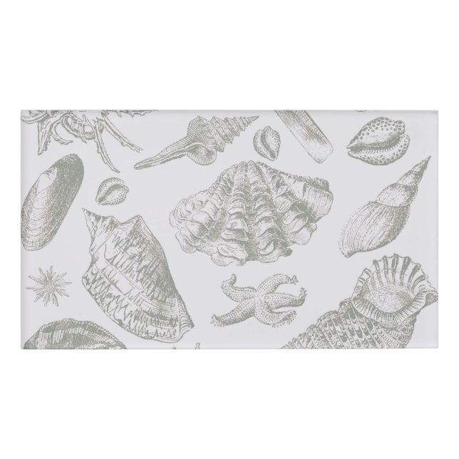 Etiqueta De Nombre Seashell Soft Antique Art Beach Shells (Anverso)