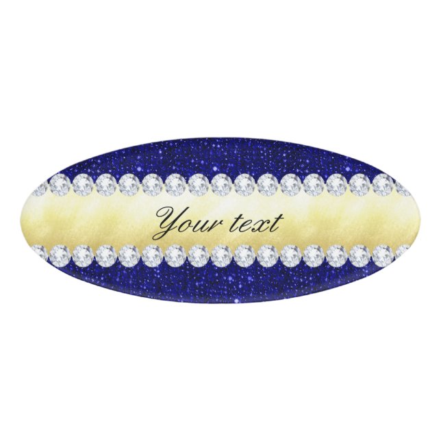 Etiqueta De Nombre Secuencias navales personalizadas, oro, diamantes (Anverso)