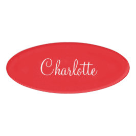 Etiqueta De Nombre Sencillo guión elegante Primer nombre Red Business