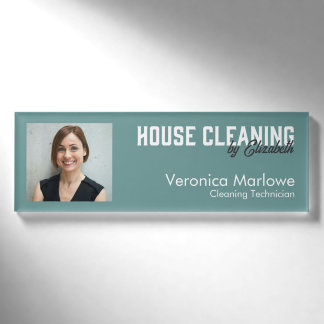 Etiqueta De Nombre Servicio de limpieza de casas Empleado moderno tea