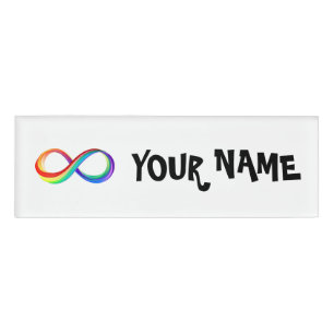 Etiqueta De Nombre Símbolo infinito arcoiris en capas