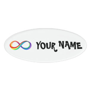 Etiqueta De Nombre Símbolo infinito arcoiris en capas