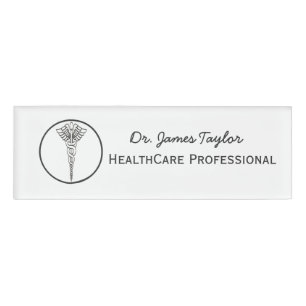 Etiqueta De Nombre Símbolo simple del Caduceo Medicina