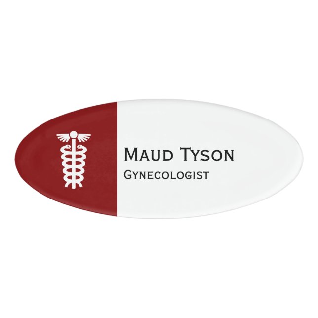 Etiqueta De Nombre Símbolos simples - Rod of Asclepius + tus ideas (Anverso)