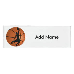 Etiqueta De Nombre Slam Dunk, jugador de baloncesto en baloncesto