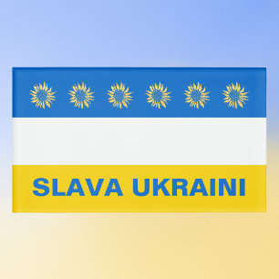 Etiqueta De Nombre Slava Ukraini Blue Gold Apoyo a Ucrania