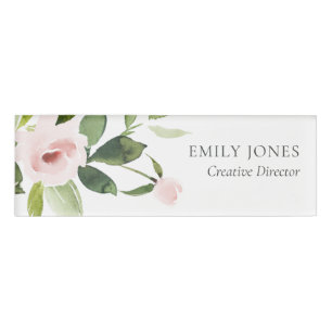 ETIQUETA DE NOMBRE SOFT SUBTLE COLOR WASH BLUSH PINK FLORAL BUNCH
