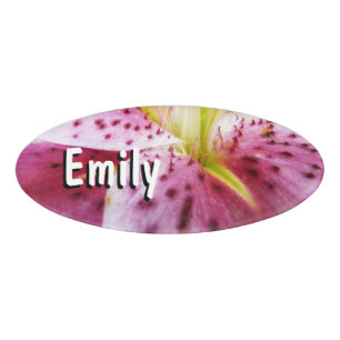 Etiqueta De Nombre Stargazer Lily Bright Magenta Floral