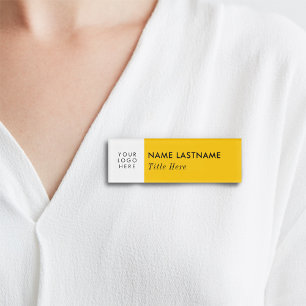 Etiqueta De Nombre Su logotipo blanco amarillo brillante blanco moder