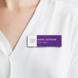 Etiqueta De Nombre Su logotipo Purple White Modern Elegant Title