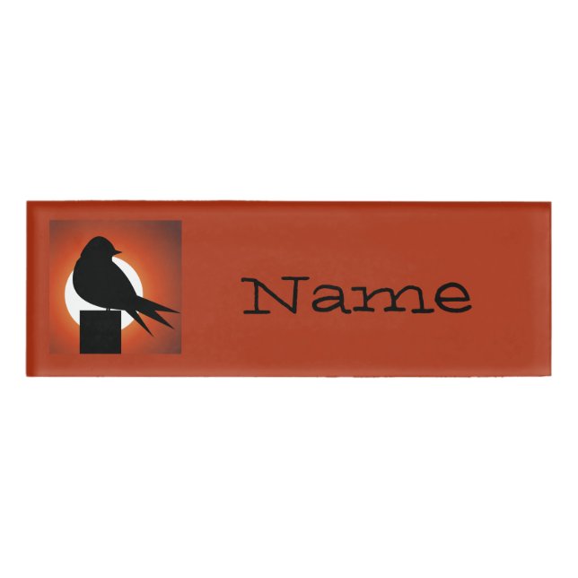 Etiqueta De Nombre Sun Thunder_Cove de la silueta de pájaro negro (Anverso)
