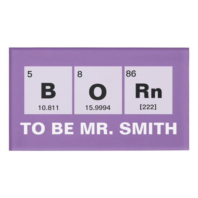 Etiqueta De Nombre Tabla de elementos periódica química: Llevado (Anverso)