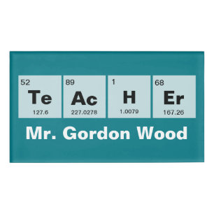 Etiqueta De Nombre Tabla de elementos periódica química: Profesor