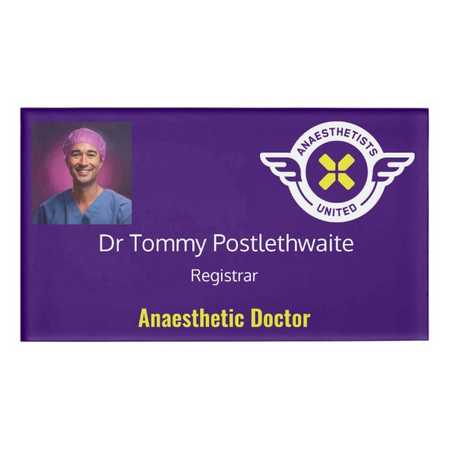 Etiqueta De Nombre Tarjeta de identificación personalizable con foto (Anverso)