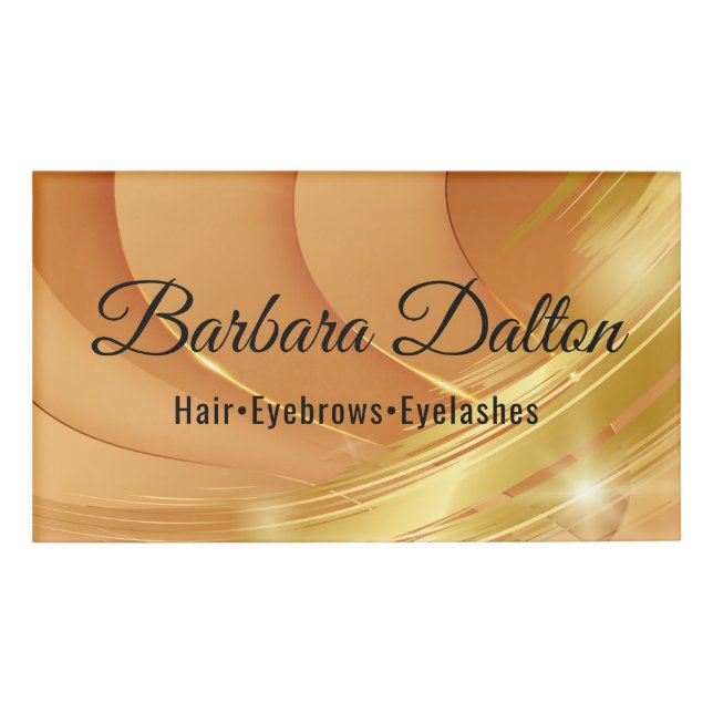 Etiqueta De Nombre Terracotta Ocher Beige Gold (Anverso)