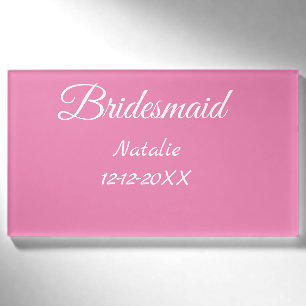 Etiqueta De Nombre Texto simple minimalista rosa dama de honor agrega