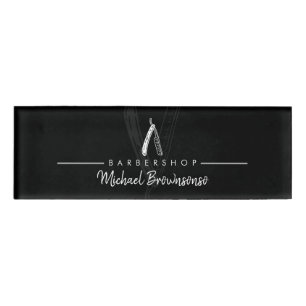 Etiqueta De Nombre tienda logotipo negro simple navaja de afeitar cab