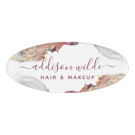 Etiqueta De Nombre Tinta acuarela líquida de arte moderno púrpura y d