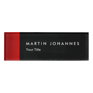 Etiqueta De Nombre título de nombre minimalista rojo negro profesiona