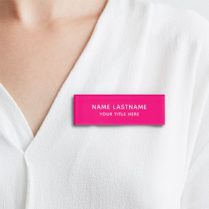 Etiqueta De Nombre Título moderno Minimalista básico rosado brillante