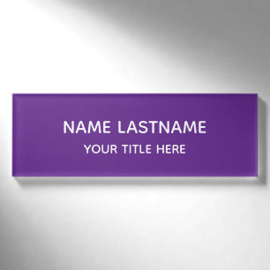 Etiqueta De Nombre Título Simple Básico Minimalista Moderno Morado Bl