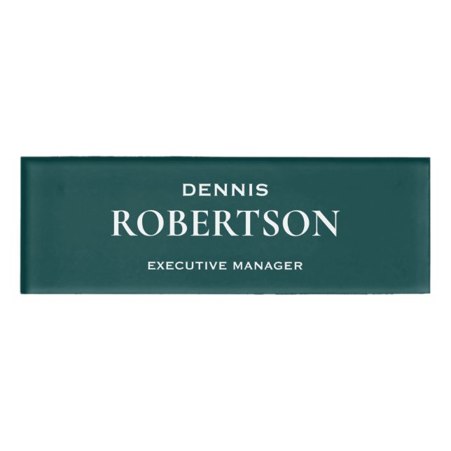 Etiqueta De Nombre Verde azulado empresarial simple y personalizado (Anverso)