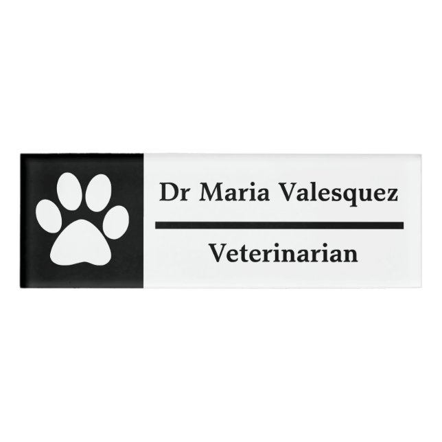 Etiqueta de nombre veterinaria impresión de papel  (Anverso)
