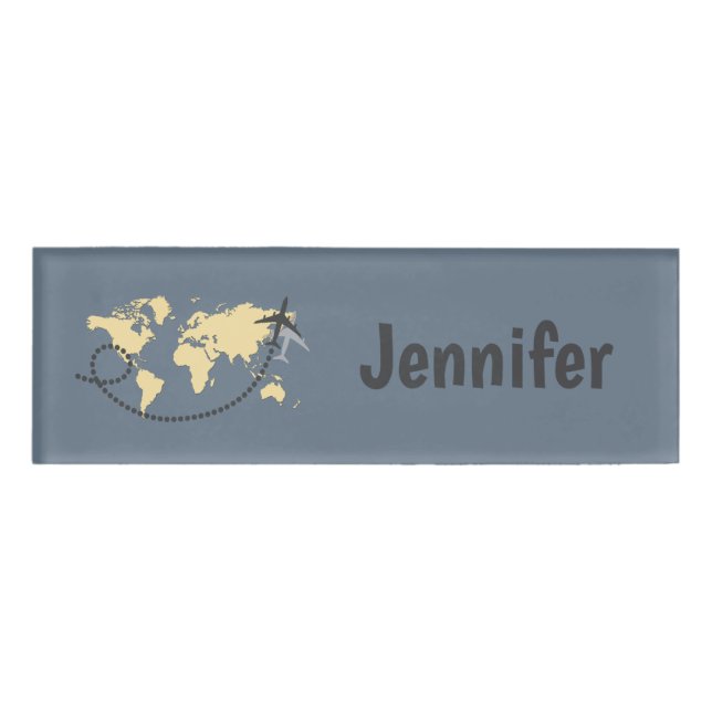 Etiqueta De Nombre Viajemos por el ilustracion mundial (Anverso)