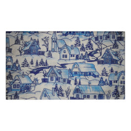 Etiqueta De Nombre Vintage Blue Navidades Holiday Village