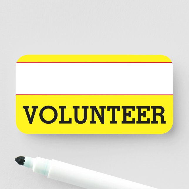 Etiqueta de nombre "VOLUNTEER", simple y respetabl (In situ)