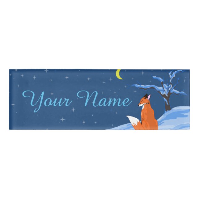 Etiqueta De Nombre Winter Night Fox (Anverso)