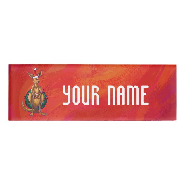 Etiqueta De Nombre Xmas canguro en rojo (Anverso)