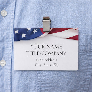 Etiqueta De Nombre Your Company Name American Flag