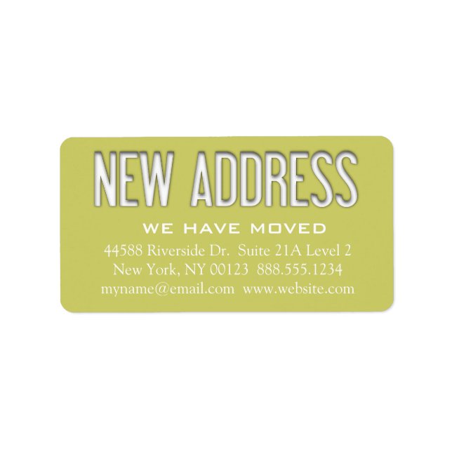 Etiqueta de notificación de cambio de "nueva direc (Frente)