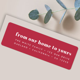 Etiqueta De nuestra casa a la tuya | Rojo Minimalista moder
